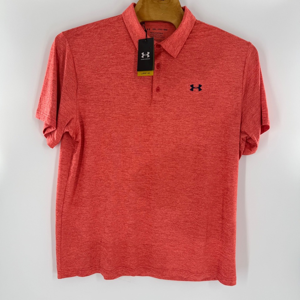 Under Armour Mens Playoff Polo 2.0 Red Heather Golf Shirt 1351131 XXL NWT